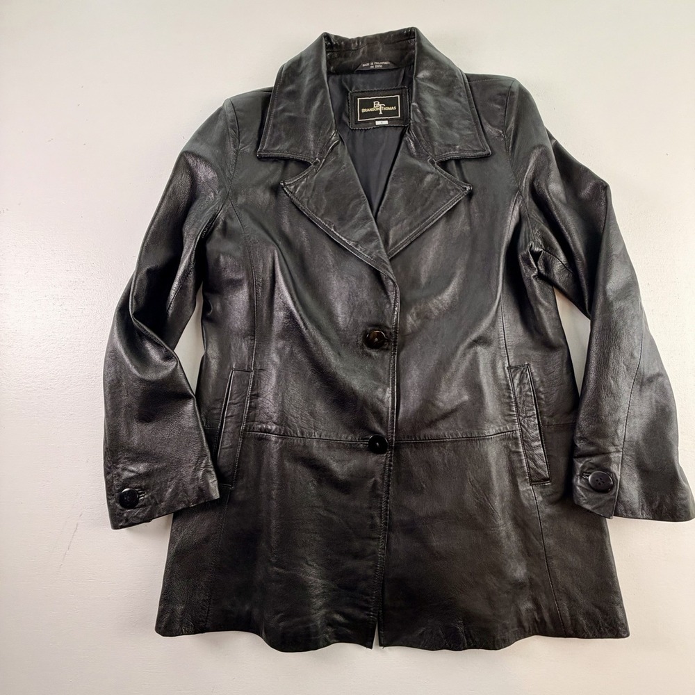 Vintage H&H‎ Leather Black Blazer Mens 42 Genuine Leather 90s Sport Coa